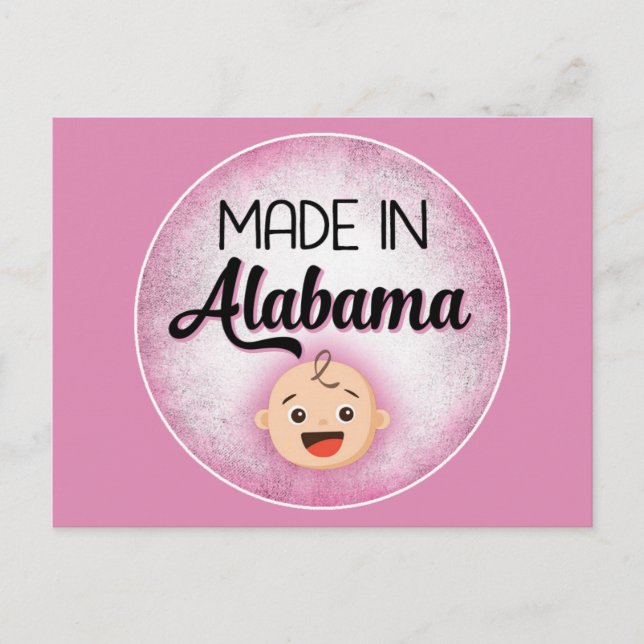 Alabama Baby Funny Pink Nouvelle Fille Carte posta (Devant)
