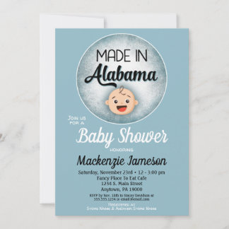 Alabama Baby Shower Funny Blue Boys Invitation