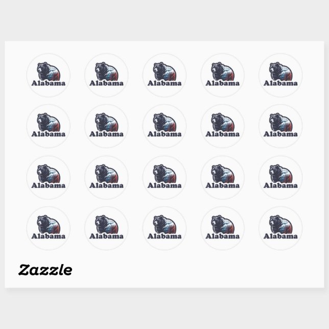 Alabama, Black bear, Classic Round Sticker (Sheet)