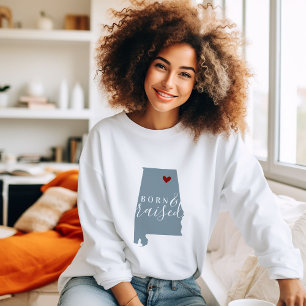 Alabama Born and Raised Editable Colour State Ma Sweatshirt