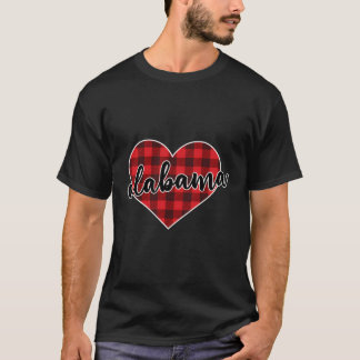 Alabama Buffalo Plaid Heart Cozy Christmas Winter T-Shirt