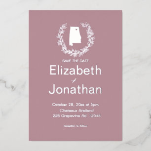 Alabama Destination Wedding Foil Invitation