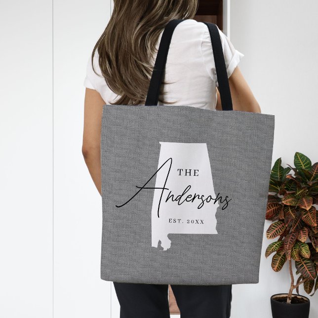 Alabama Family Monogram State Tote Bag (Creator Uploaded)