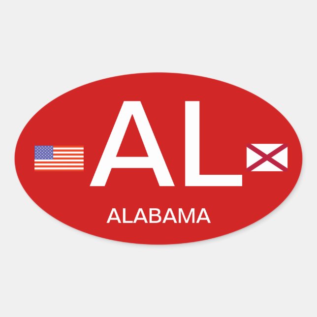 Alabama Flag European-style Bumper Sticker* Oval Sticker (Front)