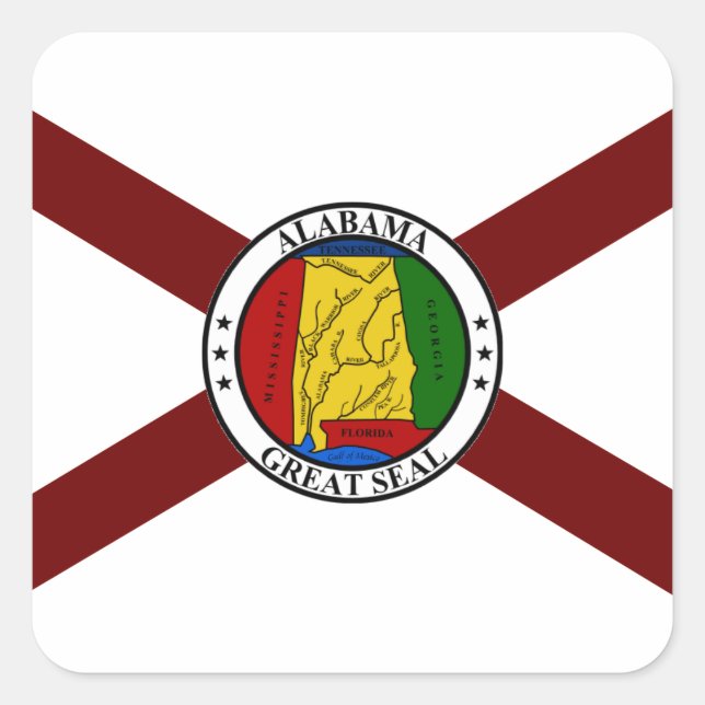 Alabama flag square sticker (Front)