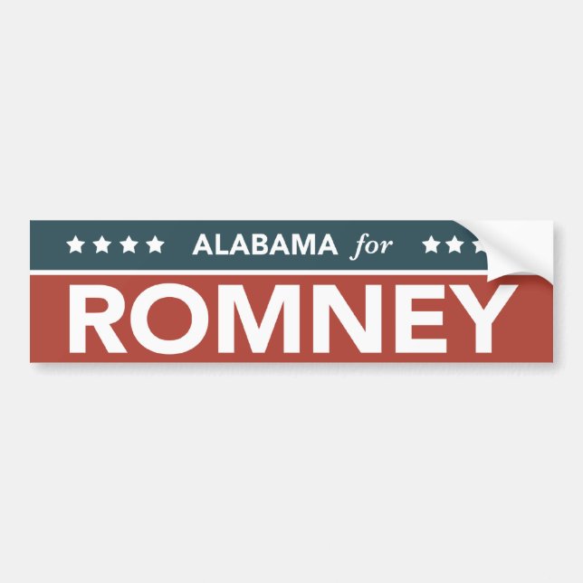 Alabama For Mitt Romney 2012 Bumper Sticker (Front)