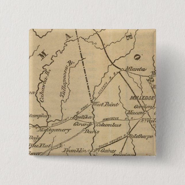 Alabama, Georgia, Florida 2 Inch Square Button (Front)