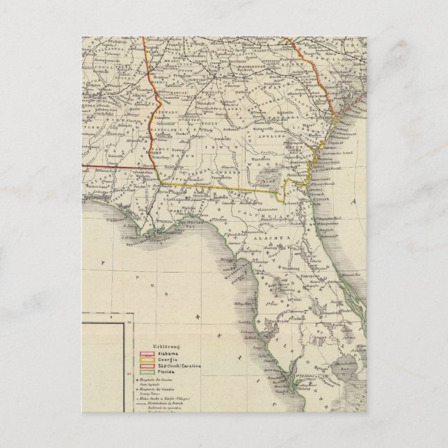 Alabama, Georgia, South Carolina, and Florida Postcard (Front)