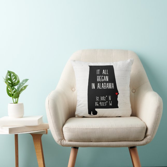 Alabama GPS Coordinates  Throw Pillow (Chair)