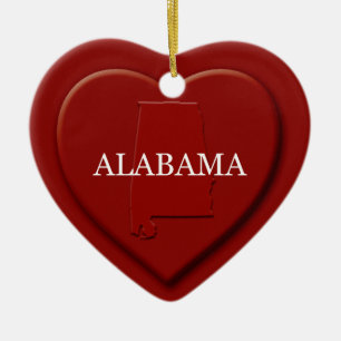 Alabama Heart Map Christmas Ornament