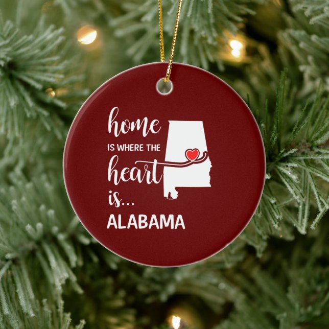 Alabama home is where the heart is ceramic ornament (Tree)