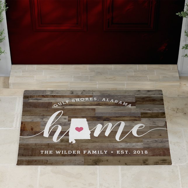 Alabama Home State Personalized Wood Look Doormat (Creator Uploaded)