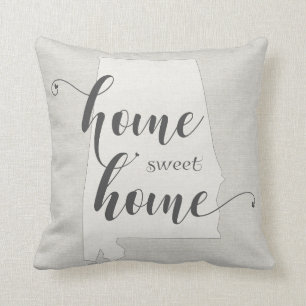 Alabama - Home Sweet Home burlap-look Throw Pillow
