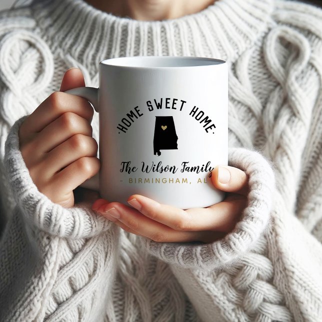 Alabama Home Sweet Home Famille Monogramme Mug (Créateur téléchargé)