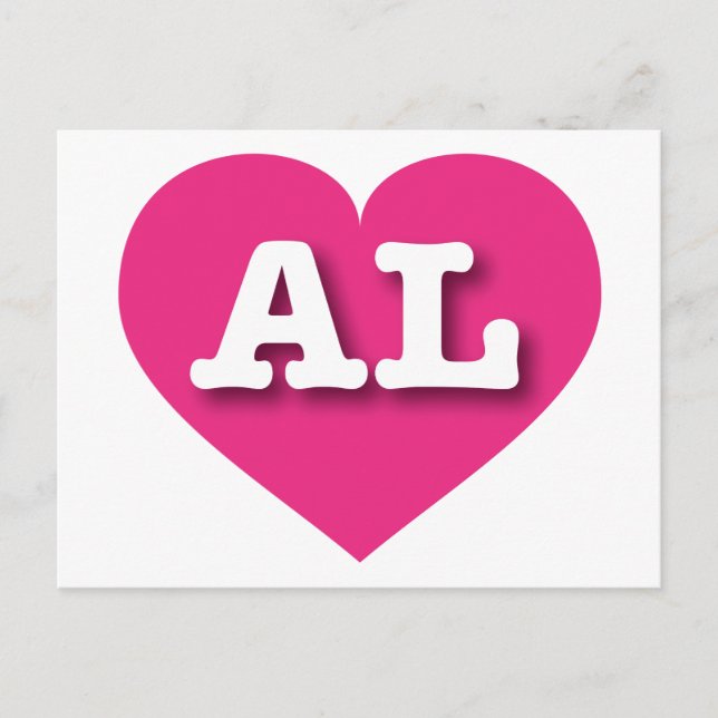 Alabama Hot Pink Heart - I love AL Postcard (Front)