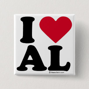 ALABAMA - I LOVE AL - I LOVE ALABAMA 2 INCH SQUARE BUTTON