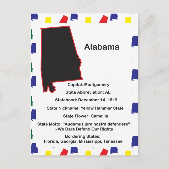 Alabama Information Pédagogique Carte postale (Devant)