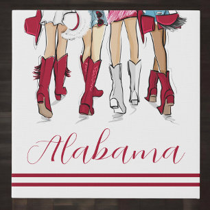 Alabama Ladies Cowboy Boots Hats Crimson Fashion Faux Canvas Print