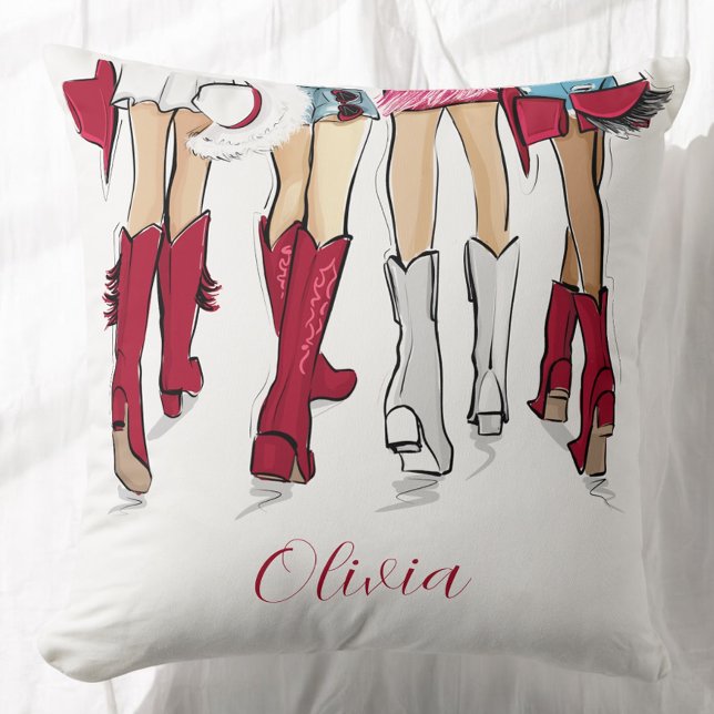 Alabama Ladies Fashion Cowboy Boots Hats Crimson  Throw Pillow (Creator Uploaded)