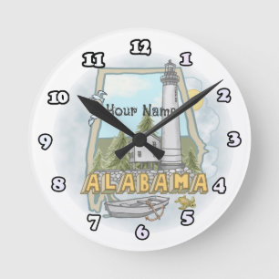 Alabama Lighthouse Round Clock