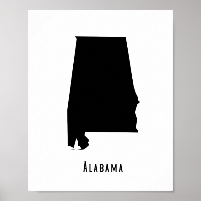 Alabama Map - Black and White Modern Alabama Map Poster (Front)