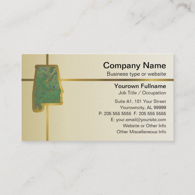 Alabama Map Business Card (Front)