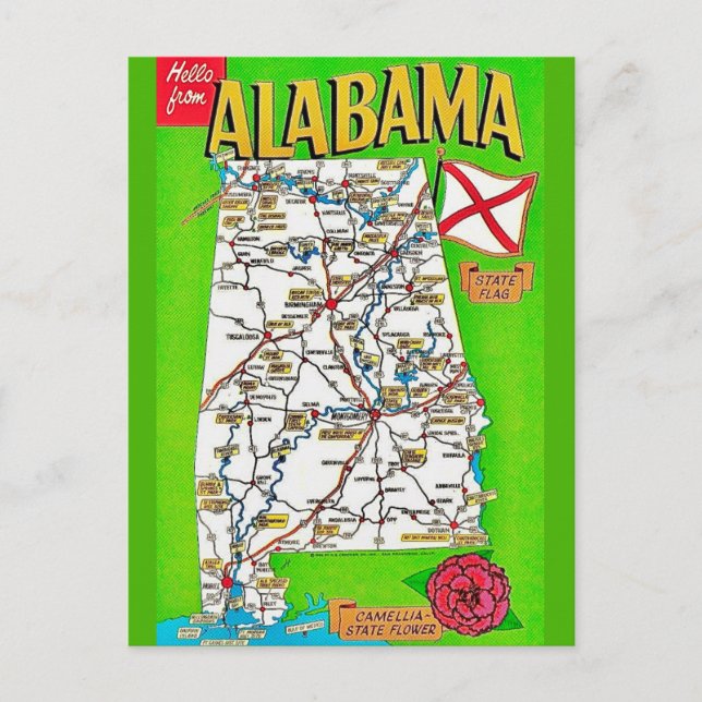 Alabama Map Postcard (Front)