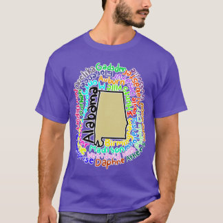 Alabama map with names T-Shirt