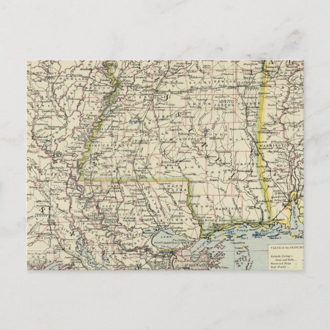 Alabama, Mississippi, Louisiana, Arkansas Postcard (Front)
