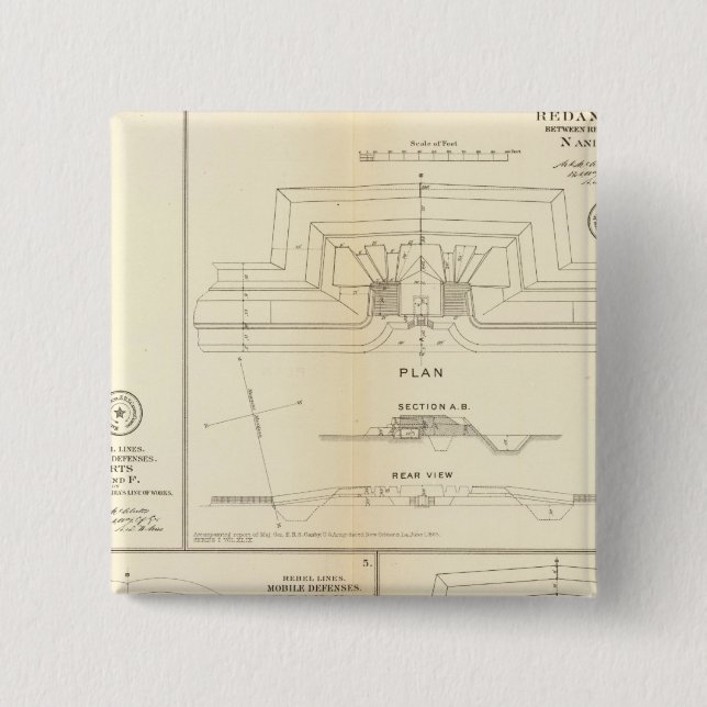 Alabama Mobile defences 2 Inch Square Button (Front)