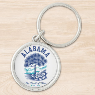 Alabama Nature Design – Camellia Flower and State  Keychain