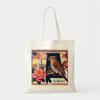 Alabama Northern Flicker Bird & Camellia Flower Tote Bag