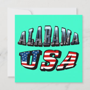 Alabama Picture and USA Flag Font Invitation