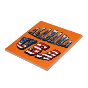 Alabama Picture and USA Flag Font Tile