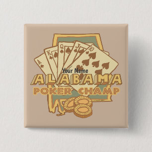 Alabama Poker Champ 2 Inch Square Button