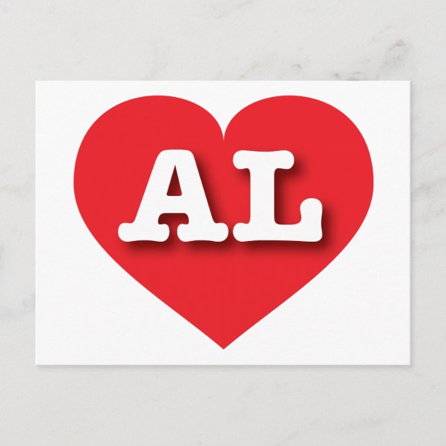 Alabama Red Heart - I love AL Postcard (Front)