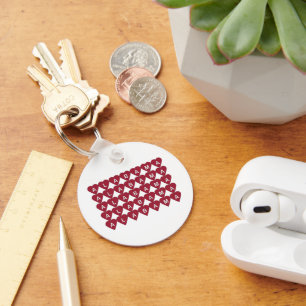 Alabama Red Heart Row Pattern Keychain