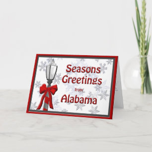 Alabama Seasons Greetings Christmas Lamp Snowflake Holiday Card