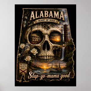 Alabama Skull Illusion Astigmatism STATE of Mind Poster