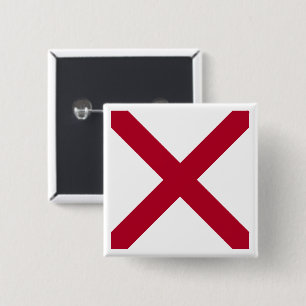 Alabama: St Andrew Crimson Cross Flag 2 Inch Square Button