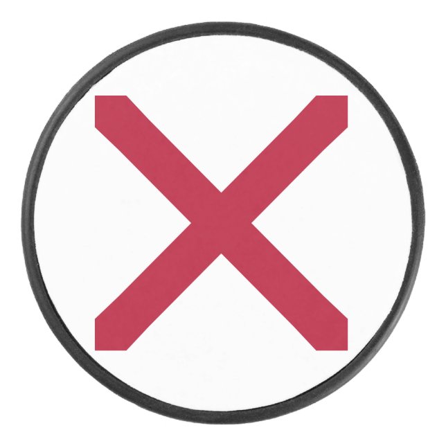 Alabama: St Andrew Crimson Cross Flag Hockey Puck (Front)