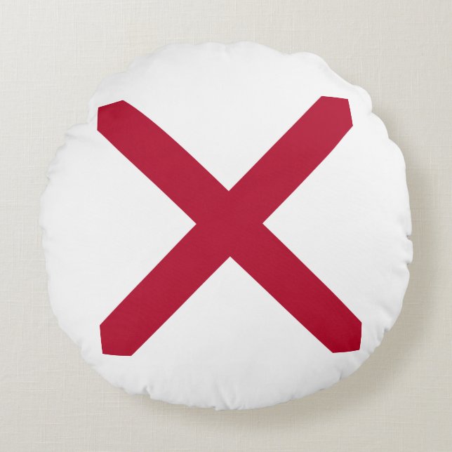Alabama: St Andrew Crimson Cross Flag Round Pillow (Front)
