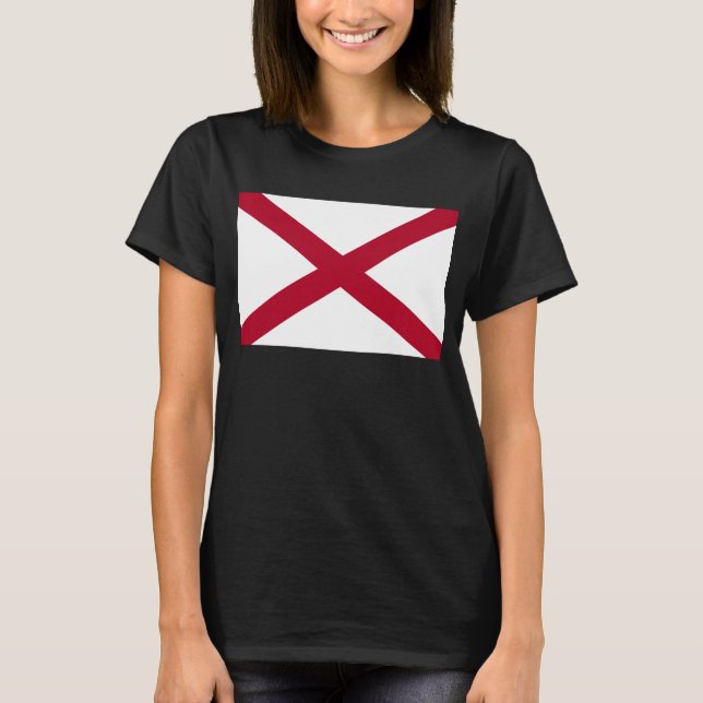 Alabama: St Andrew Crimson Cross Flag T-Shirt (Front)