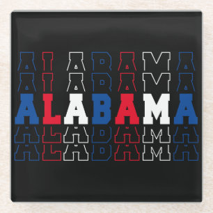 Alabama Stacked Word Art Glass Coaster