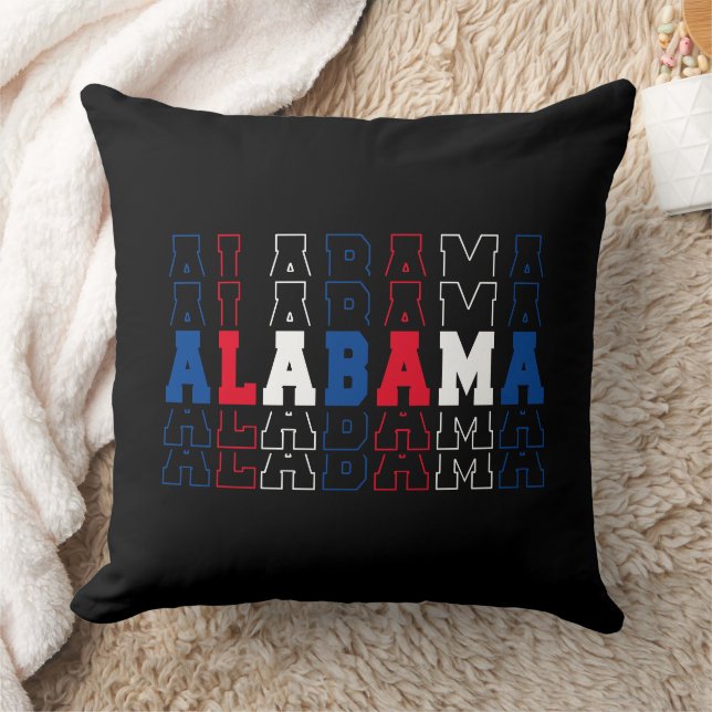 Alabama Stacked Word Art Throw Pillow (Blanket)