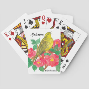 Alabama State Bird Camellia Flowers Watercolor Playing Cards