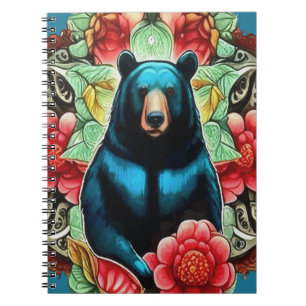 Alabama State Black Bear Surrounded by Camellia Notebook