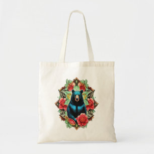 Alabama State Black Bear Surrounded by Camellia Tote Bag