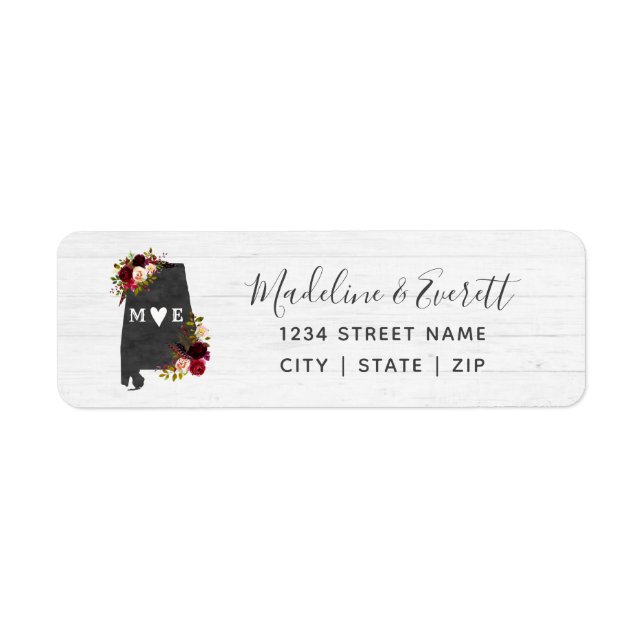 Alabama State Destination Wedding Return Address (Front)