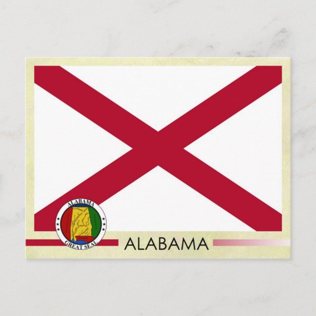 Alabama State Flag and Seal Postcard (Front)